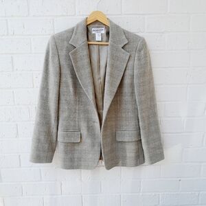 PENDLETON Blazer Jacket Lambswool Green Tweed Speckled Plaid Career Wear Sz:8P